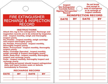 Fire Extinguisher Recharge And Inspection Tags