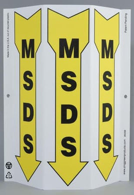 ZING Safety Tri View Sign, MSDS, 12Hx9W, Projects 3 Inches, Recycled Plastic