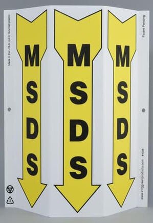 ZING Safety Tri View Sign, MSDS, 12Hx9W, Projects 3 Inches, Recycled Plastic