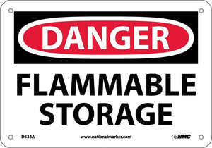 DANGER, FLAMMABLE STORAGE, 7X10, .040 ALUM