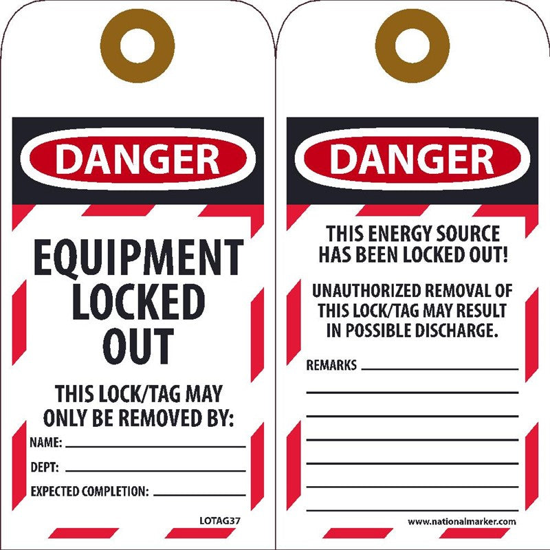 Danger Equipment Locked Out Lockout Tags | LOTAG37