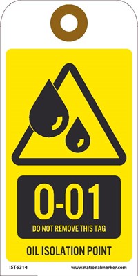 Oil Isolation Point Tags Sequential Numbering 1-10