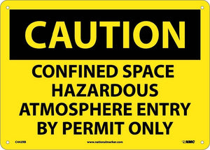 CAUTION, CONFINED SPACE HAZARDOUS ATMOSPHERE ENTRY BY PERMIT ONLY, 10X14, RIGID PLASTIC