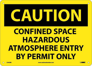 CAUTION, CONFINED SPACE HAZARDOUS ATMOSPHERE ENTRY BY PERMIT ONLY, 10X14, PS VINYL