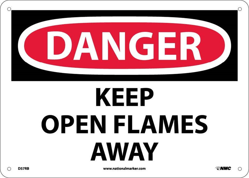 DANGER, KEEP OPEN FLAMES AWAY, 10X14, RIGID PLASTIC