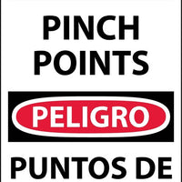 Danger Pinch Points English/Spanish 5"x3" Vinyl | ESD149AP