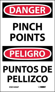 Danger Pinch Points English/Spanish 5"x3" Vinyl | ESD149AP