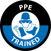 HARD HAT LABEL, PPE TRAINED, 2" DIA, REFLECTIVE PS VINYL, 25/PK