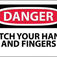 DANGER, WATCH YOUR HANDS AND FINGERS, 3X5, PS VINYL, 5/PK
