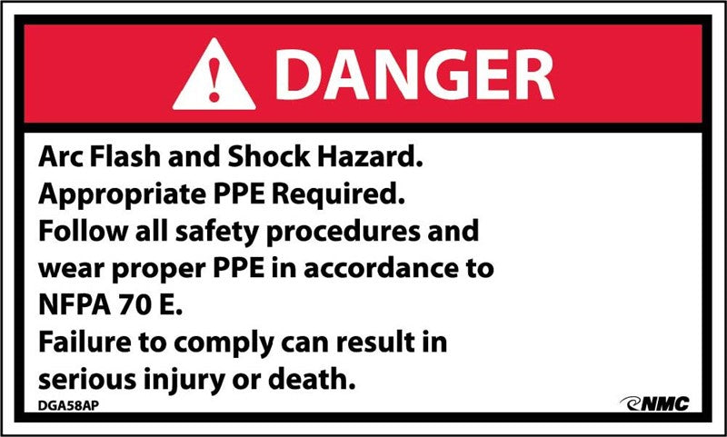 DANGER, ARC FLASH AND SHOCK HAZARD APPROPRIATE PPE REQUIRED FOLLOW ALL SAFETY PROCEDURES AND WEAR PROPER PPE IN ACCORDANCE TO NFPA 70E..., 3X5, PS VINYL, 5/PK