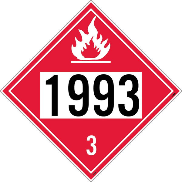 1993 Combustible Liquids USDOT Placard Rigid Plastic 50/Pk | DL40BR50