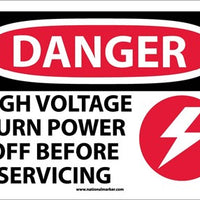 DANGER, HIGH VOLTAGE TURN POWER OFF BEFORE SERVICING, GRAPHIC, 10X14, PS VINYL