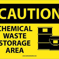 CAUTION, CHEMICAL WASTE STORAGE AREA, GRAPHIC, 10X14, PS VINYL