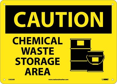 CAUTION, CHEMICAL WASTE STORAGE AREA, GRAPHIC, 10X14, PS VINYL