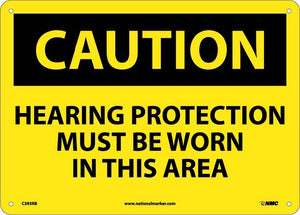 CAUTION, HEARING PROTECTION MUST BE WORN IN THIS AREA., 7X10, RIGID PLASTIC