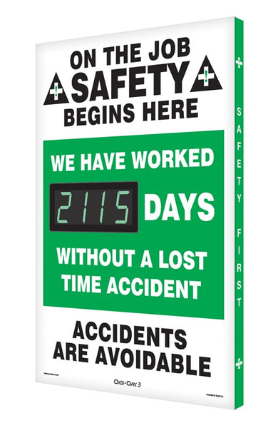 Digi-Day® 3 Electronic Safety Scoreboards: We Have Worked __Days Without A Lost Time Accident