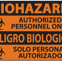 Biohazard Authorized Personnel Bilingual Eco Biohazard Signs Available In Different Sizes and Materials