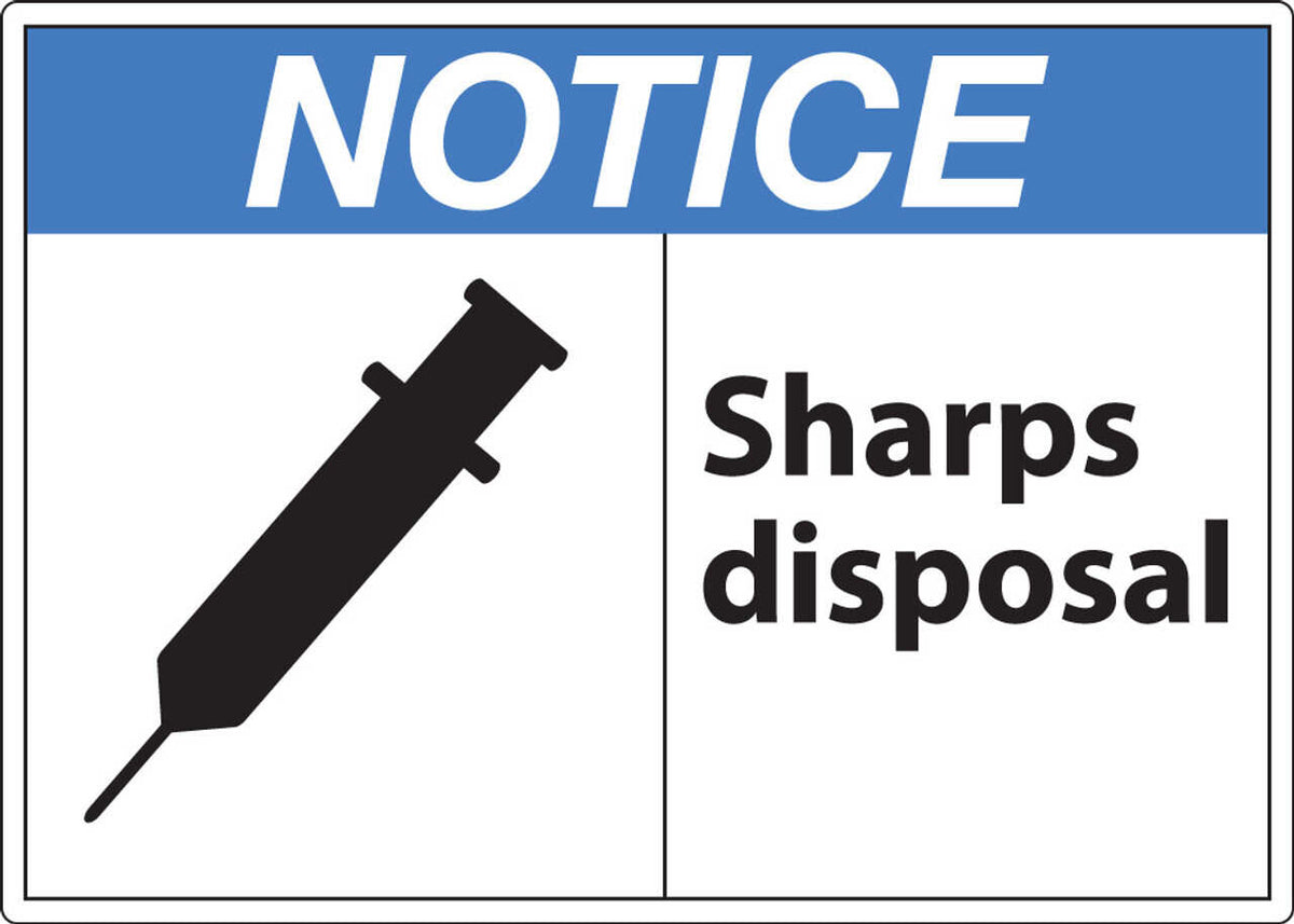 Notice Sharpes Disposal With Graphic Eco Health Safety Signs Available ...
