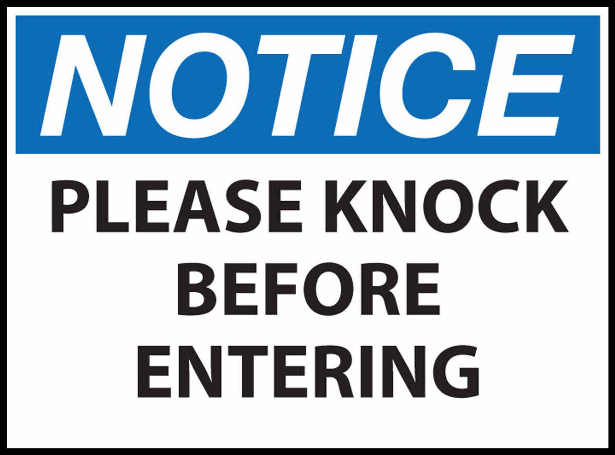 Notice Please Knock Before Entering Eco Health Safety Signs Available ...