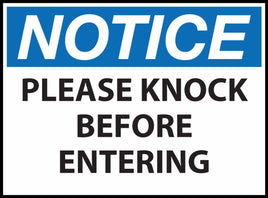 Notice Please Knock Before Entering Eco Health Safety Signs Available In Different Sizes and Materials