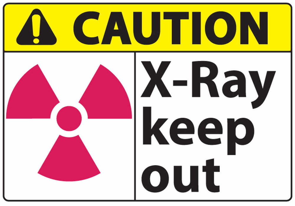 Caution X-Ray Keep Out With Graphic Eco Radiation and X-Ray Signs Available In Different Sizes and Materials