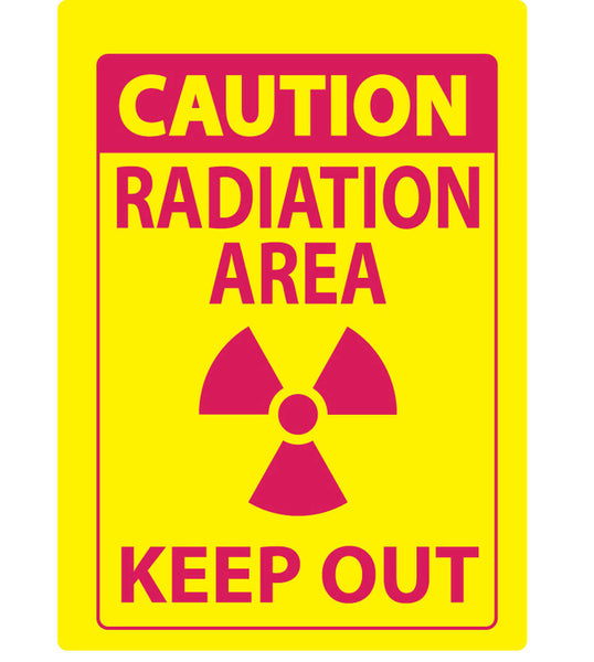 Caution Radiation Area Keep Out With Graphic Eco Radiation and X-Ray Signs Available In Different Sizes and Materials