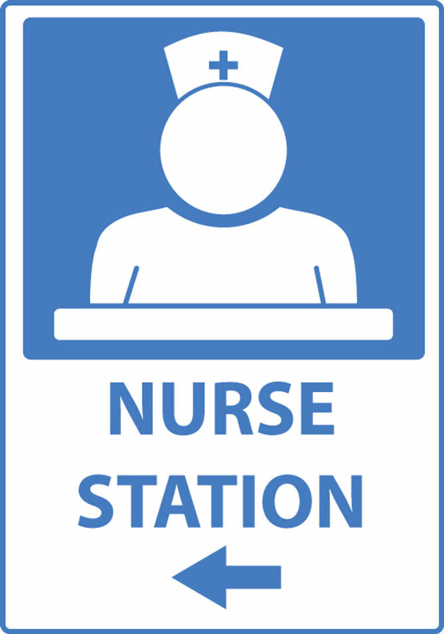 Nurse Station Left Arrow With Graphic Eco Health Safety Signs Available In Different Sizes and Materials