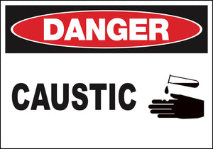 Danger Caustic With Graphic Eco Danger Signs Available In Different Sizes and Materials
