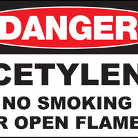 Acetylene No Smoking Or Open Flames Eco Danger Signs Available In Different Sizes and Materials