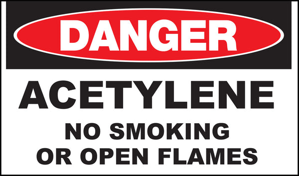 Acetylene No Smoking Or Open Flames Eco Danger Signs Available In Different Sizes and Materials