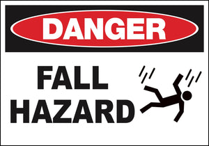 Fall Hazard With Graphic Eco Danger Signs Available In Different Sizes and Materials