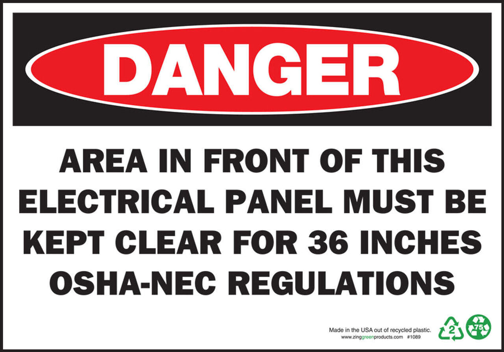 Danger Keep Electrical Panel Clear Eco Danger Signs Available In Different Sizes and Materials