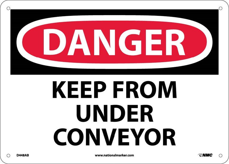 DANGER, KEEP FROM UNDER CONVEYOR, 10X14, RIGID PLASTIC