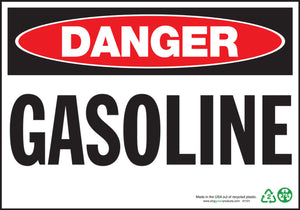 Danger Gasoline Eco Danger Signs Available In Different Sizes and Materials