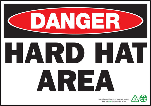 Danger Hard Hat Area Eco Danger Signs Available In Different Sizes and Materials