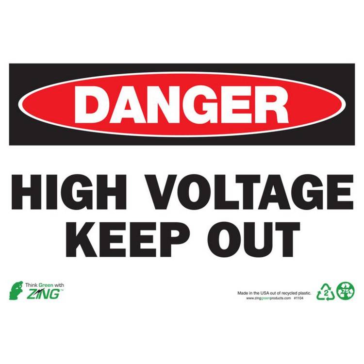 Danger High Voltage Keep Out Eco Danger Signs Available In Different Sizes and Materials