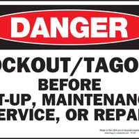 Danger Lockout/Tagout Before Maintenance Eco Danger Signs Available In Different Sizes and Materials