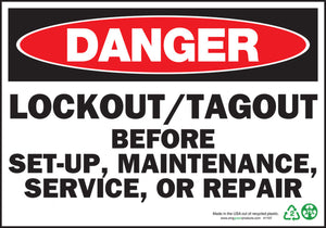 Danger Lockout/Tagout Before Maintenance Eco Danger Signs Available In Different Sizes and Materials