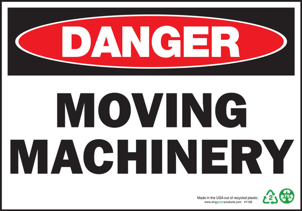 Danger Moving Machinery Eco Danger Signs Available In Different Sizes and Materials