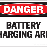 Danger Battery Charging Area Eco Danger Signs Available In Different Sizes and Materials