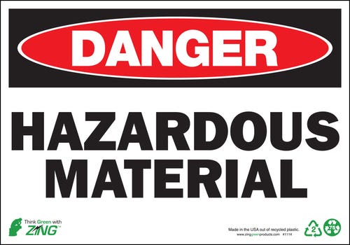 Danger Hazardous Material Eco Danger Signs Available In Different Sizes and Materials