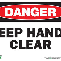 Danger Keep Hand Clear Eco Danger Signs Available In Different Sizes and Materials