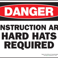 Danger Construction Area Hard Hats Required Eco Danger Signs Available In Different Sizes and Materials