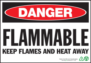 Danger Flammable Keep Flames And Heat Away Eco Danger Signs Available In Different Sizes and Materials