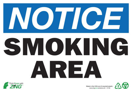 Smoking Area Eco Notice Signs Available In Different Sizes and Materials