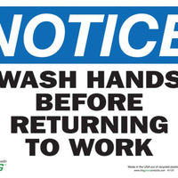 Wash Hand Before Reporting To Work Eco Notice Signs Available In Different Sizes and Materials