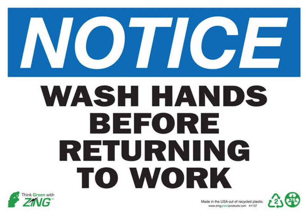 Wash Hand Before Reporting To Work Eco Notice Signs Available In Different Sizes and Materials
