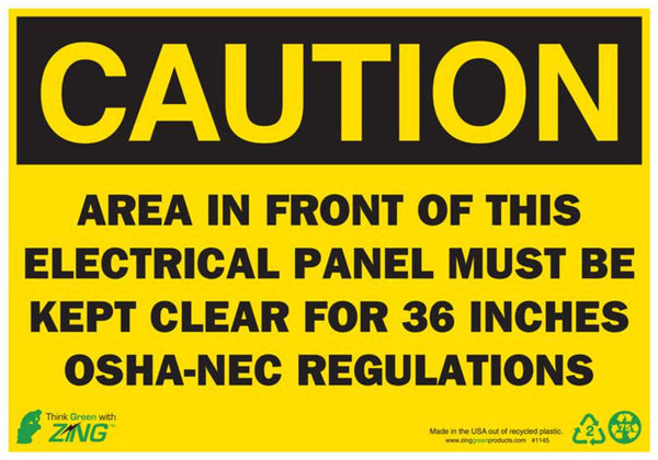 Electrical Panel Must Be Kept Clear Eco Caution Signs Available In Different Sizes and Materials