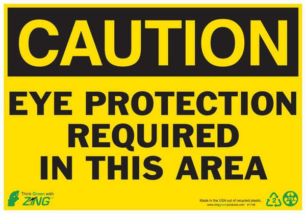 Eye Protection Required In This Area Eco Caution Signs Available In Different Sizes and Materials