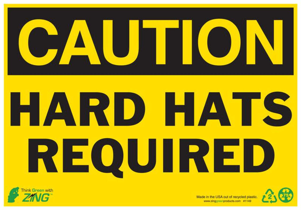 Hard Hats Required Eco Caution Signs Available In Different Sizes and Materials